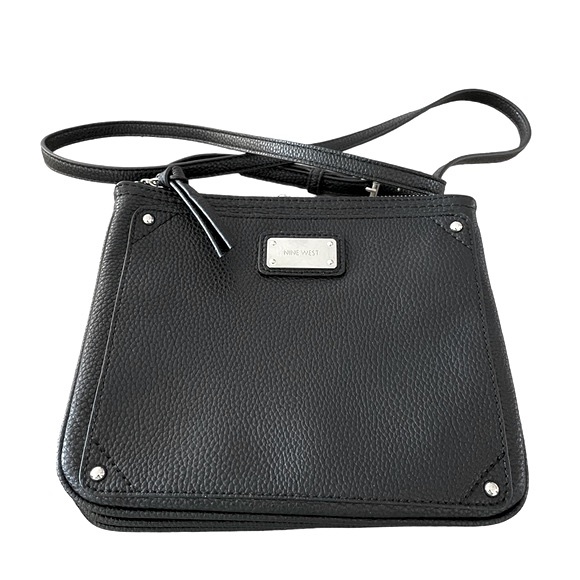Nine West Bags Nine West Black Faux Pebbled Leather Crossbody Bag